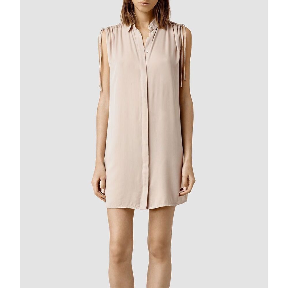 All Saints Drain 6 Sleeveless Ruched Black Mini Dress - Picture 8 of 8